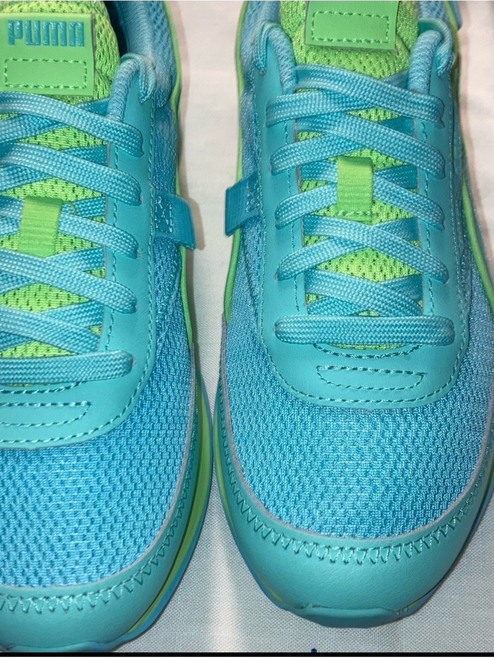 Puma Teal Blue Sneakers with Lime Accents